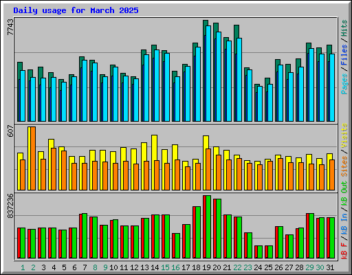 Daily usage for March 2025