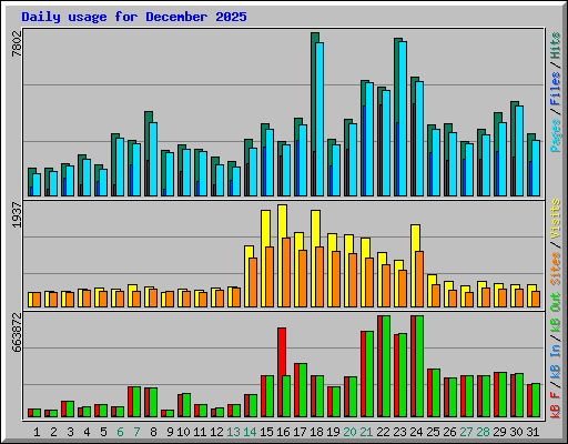 Daily usage for December 2025